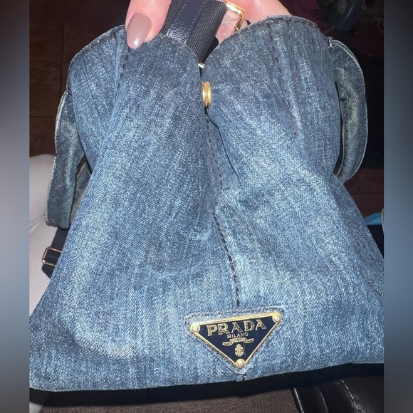 Prada Canapa denim canvas tote. With detachable strap. Authenticity card. - Picture 5 of 16